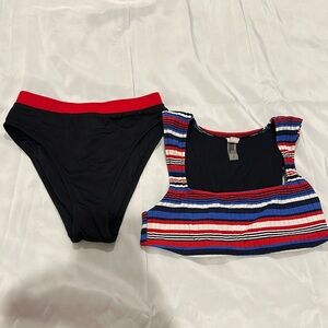 2 piece Solid & striped swimsuit size xs